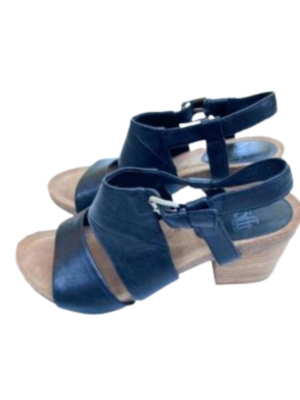 Sofft Black Leather Sandals 3" Stacked Heel Slingback Cushioned Footbed, size 9 - Picture 5 of 11